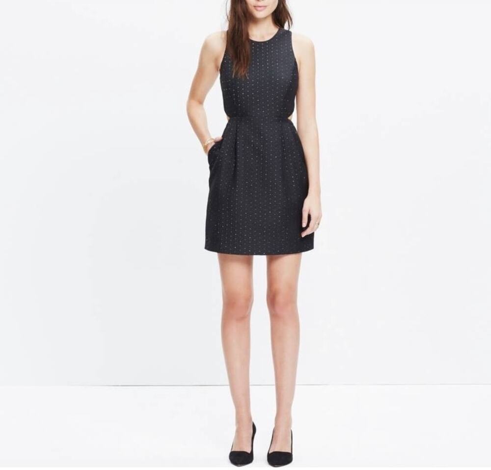 Madewell Black Metallic Flecked Cut-out Sleeveless Mini Dress has Pockets size 6